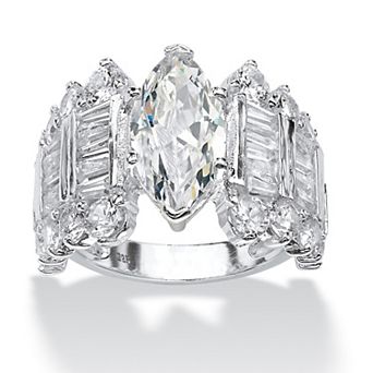 PalmBeach Jewelry 6.55 TCW Marquise-Cut Cubic Zirconia Ring in .925 Sterling Silver