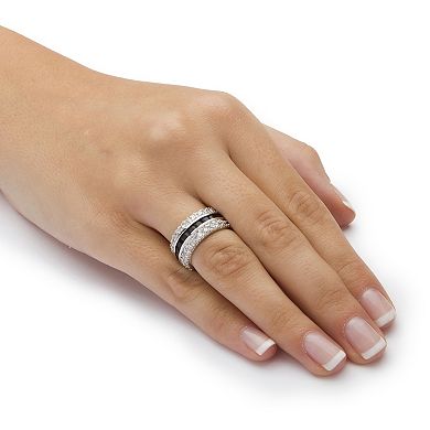 PalmBeach Jewelry 6.66 TCW Blue CZ White CZ Accent Silvertone Eternity Band