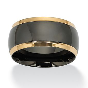 PalmBeach Jewelry Wedding Band in Black and Gold Ion-Plated Stainless Steel
