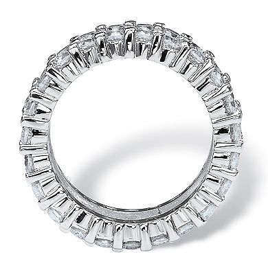 PalmBeach Jewelry 12.42 TCW Baguette-Cut Cubic Zirconia Platinum-plated Silver Eternity Ring