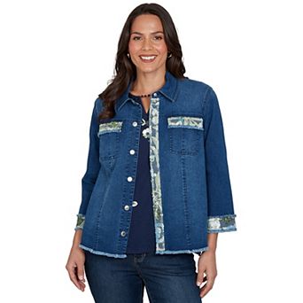 Petite Alfred Dunner Sequin Embellished Stretch Denim Jacket