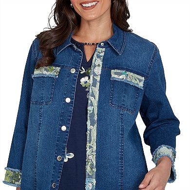 Petite Alfred Dunner Sequin Embellished Stretch Denim Jacket