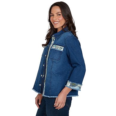 Petite Alfred Dunner Sequin Embellished Stretch Denim Jacket