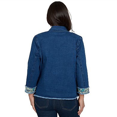 Petite Alfred Dunner Sequin Embellished Stretch Denim Jacket