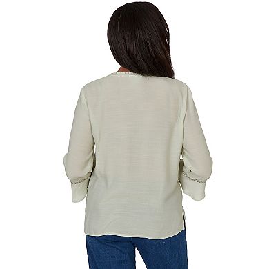 Petite Alfred Dunner Ikat Tie-Dye Patchwork Henley Top