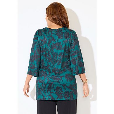 Catherines Women's Plus Size Dream Drape Embellished Kurta Tunic