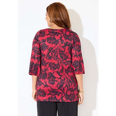 Catherines Women's Plus Size Dream Drape Embellished Kurta Tunic