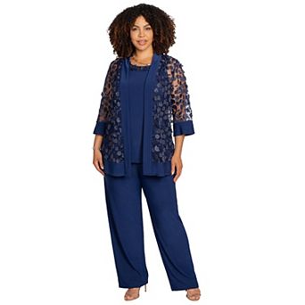 Catherines Women's Plus Size Floral Lace 3 pc Pant Set