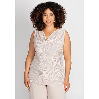 Catherines Women's Plus Size Shimmer Knit 3-Piece Pant Suit