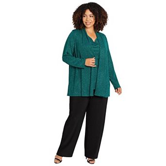Catherines Women's Plus Size Shimmer Knit Pant Set