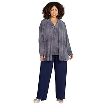 Catherines Women's Plus Size Shimmer Knit Pant Set