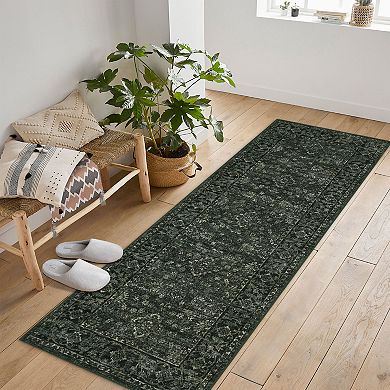 Washable Vintage Boho Floral Area Rugs, Non Slip Soft Modern Pastel Carpets Runners