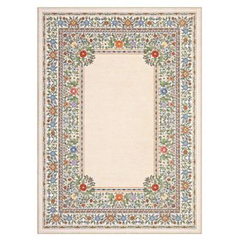 Vintage Pattern Washable Area Rug Soft Square Doormat Pet and Kid Friendly Non-Slip Mat