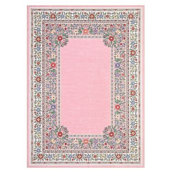 Vintage Pattern Washable Area Rug Soft Square Doormat Pet and Kid Friendly Non-Slip Mat