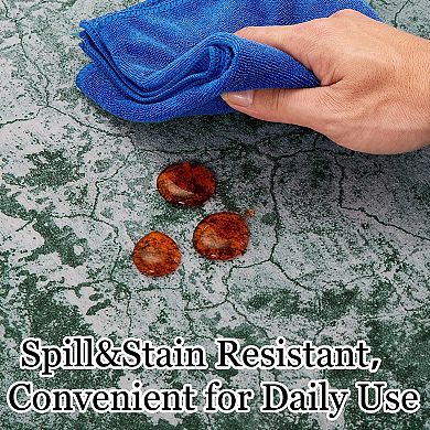 Modern Abstract Washable Rug, Non-Slip Low Profile Flatweave for Kitchen, Entryway, Porch