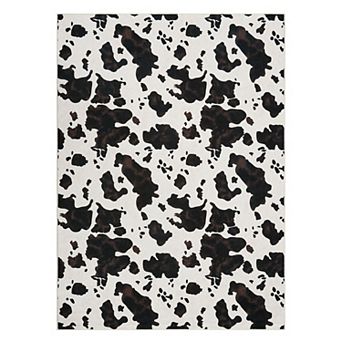 Washable Cowhide Print Rug Soft Boho Decor Pet & Baby Friendly Area Carpet for Living Room