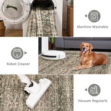 Faux Sherpa Rug Polyester Washable Foldable Mat with Abstract Print for Home