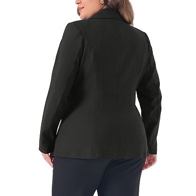 Women's Plus Size Blazers Notch Lapel Double Breasted Long Sleeve Blazer