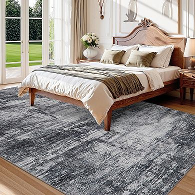 Pearl Velvet Rug Polyester Washable Foldable Mat with Abstract Print for Home