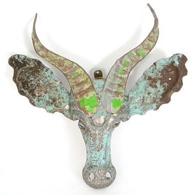 Springbok Animal Mask - Recycled Metal Wall Art