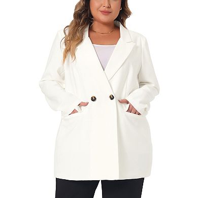 Women's Plus Size Blazers Lapel Button with Pocket Office Work Jackets Blazer