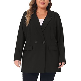 Women's Plus Size Blazers Lapel Button with Pocket Office Work Jackets Blazer