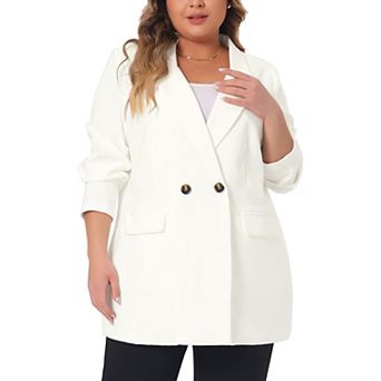 Women's Plus Size Blazers Lapel Button with Pocket Office Work Jackets Blazer