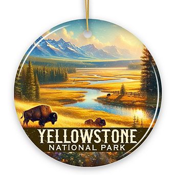 Breathtaking Yellowstone National Park Ornament, Wyoming Wildlife Landscape Christmas Gift and Natur