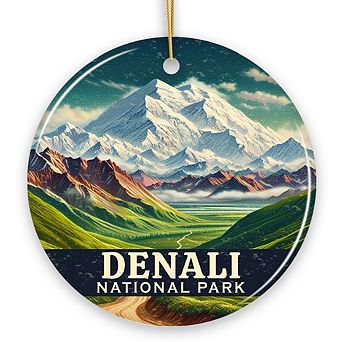 Picturesque Denali National Park Ornament, Alaska Majestic Range Christmas Gift and Nature Souvenir