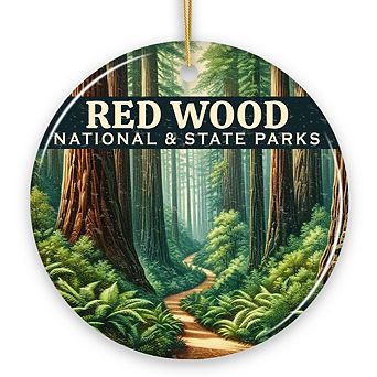 Serene Redwood National and State Parks Ornament, California Woodland View Christmas Gift