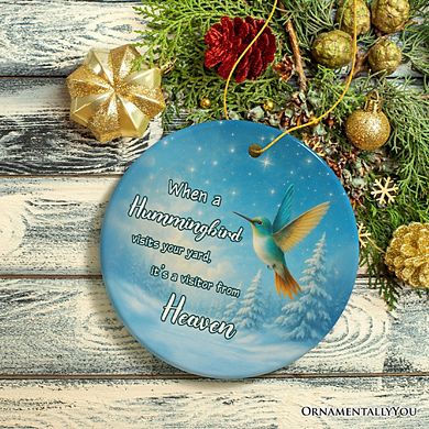 Hummingbird Visitor from Heaven Ornament, Sentimental Memorial Christmas Gift (Version 2)