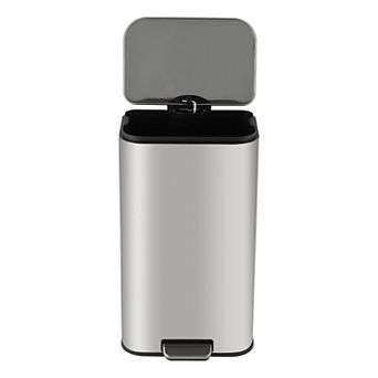 13.2 Gallon Stainless Steel Step-on Trash Can with Soft-Close Lid & Removable Inner Bucket