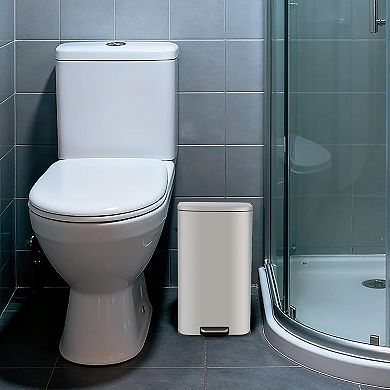 13.2 Gallon Stainless Steel Step-on Trash Can with Soft-Close Lid & Removable Inner Bucket