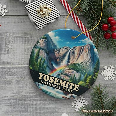 Vibrant Yosemite National Park Ornament, California Rainbow Waterfall Christmas Gift