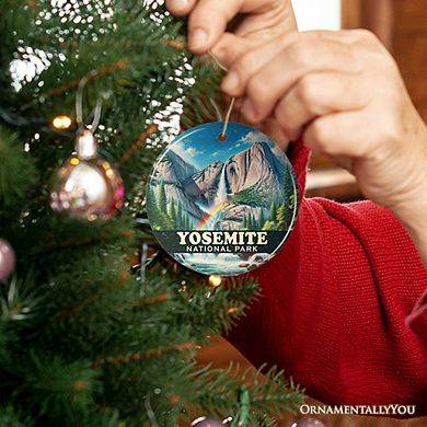 Vibrant Yosemite National Park Ornament, California Rainbow Waterfall Christmas Gift