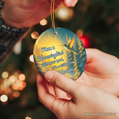 Hummingbird Visitor from Heaven Ornament, Sentimental Memorial Christmas Gift (Version 1)