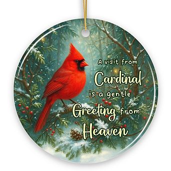 Gentle Greeting from Heaven Cardinal Ornament, Comforting Memorial Christmas Gift and Remembrance Tr