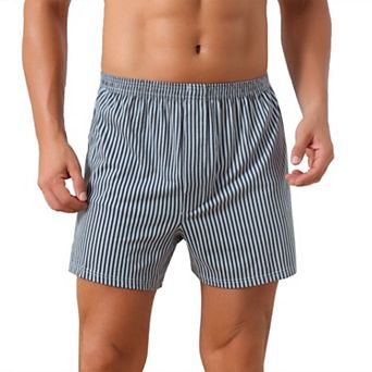 Striped Underwear for Men's Comfortable Breathable Cotton Mid-Waisted Boxer Shorts