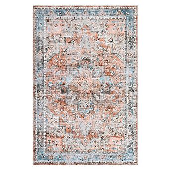 Boho Washable Runner Rug - Non-Slip Vintage Floral Hallway & Kitchen