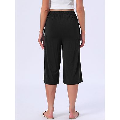 Women's High Waisted Pajama Shorts Comfy Soft Knee Length Long Shorts with Pockets