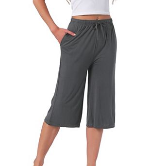 Women's High Waisted Pajama Shorts Comfy Soft Knee Length Long Shorts with Pockets