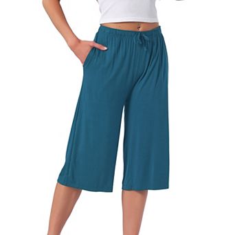 Women's High Waisted Pajama Shorts Comfy Soft Knee Length Long Shorts with Pockets