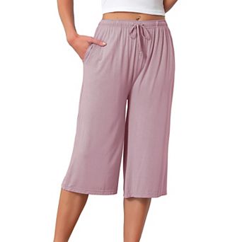 Women's High Waisted Pajama Shorts Comfy Soft Knee Length Long Shorts with Pockets