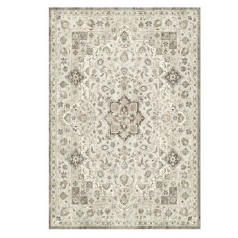 Vintage Washable Low-Pile Rug, Non-Slip Stain-Resistant Carpet for Living Room, Bedroom