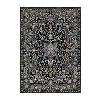 Vintage Washable Low-Pile Rug, Non-Slip Stain-Resistant Carpet for Living Room, Bedroom