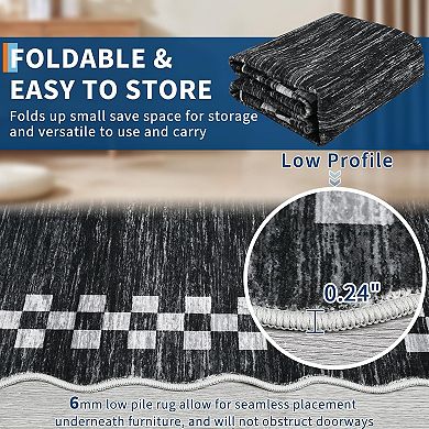 Machine Washable Non-Slip Rug, Easy-Clean & Stylish for High-Traffic Areas