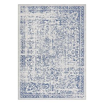 Vintage Floral Area Rug: Elegant, Easy-Clean Carpet for Living Room, Bedroom, Entryway