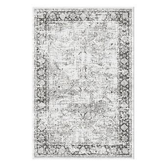 Washable Floral Low Pile Rug, Non-Slip & Stain-Resistant for Living Room Bedroom Entryway