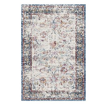 Washable Floral Low Pile Rug, Non-Slip & Stain-Resistant for Living Room Bedroom Entryway