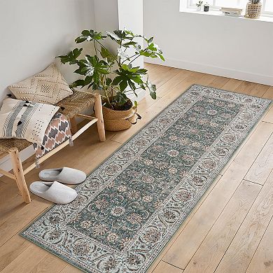 Vintage Washable Runner Rugs - Non-Slip Low Pile Carpet for Indoor Use
